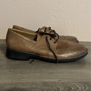 Clarks Collection Mens Oxford Lace Up Brown Leather Comfort Shoes Sz 12 M Stain